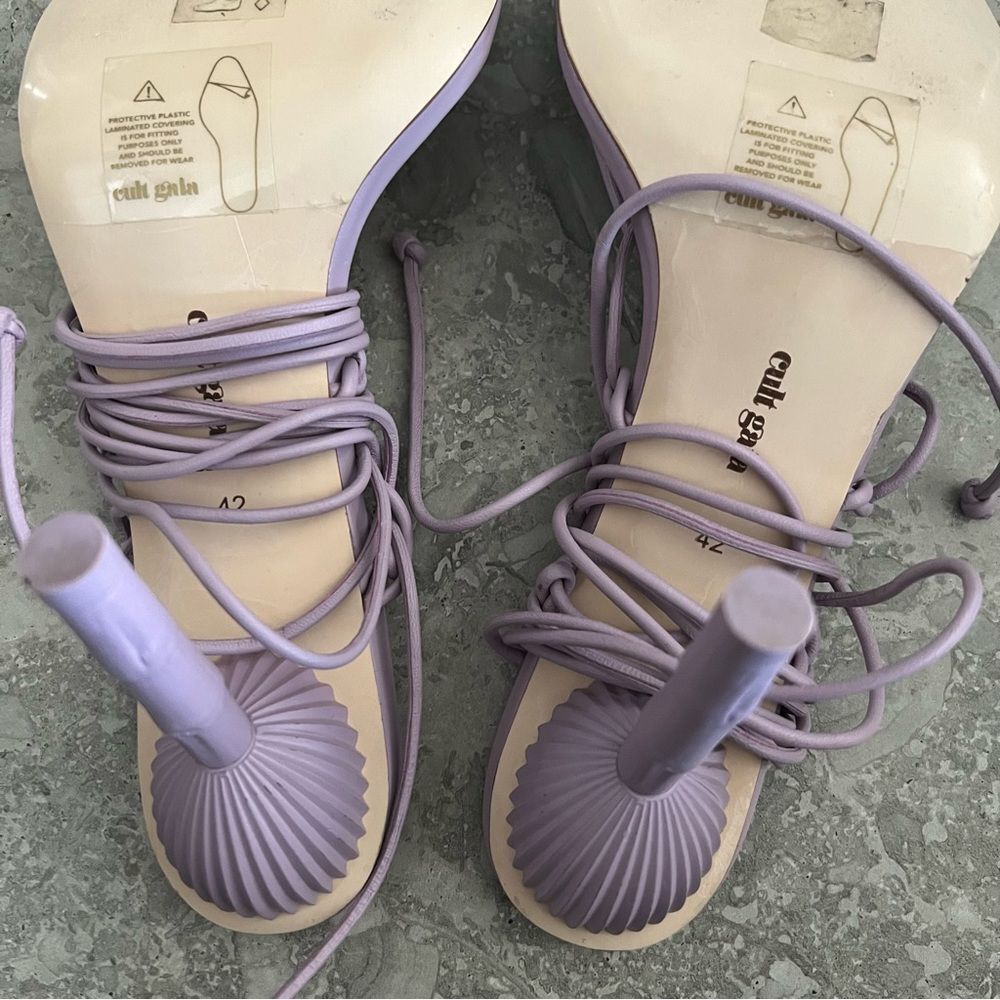 Cult Gaia Soleil Lace Up Strappy Heel Sandals in Lavender, New, Size 42 - Picture 10 of 12
